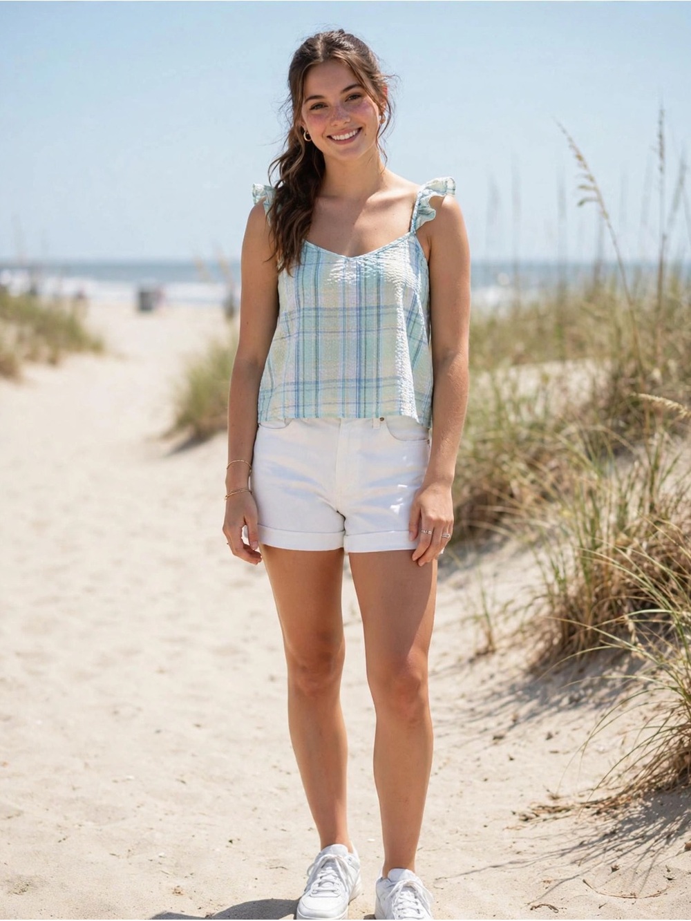 J. Crew White Denim Cuffed Jean Shorts